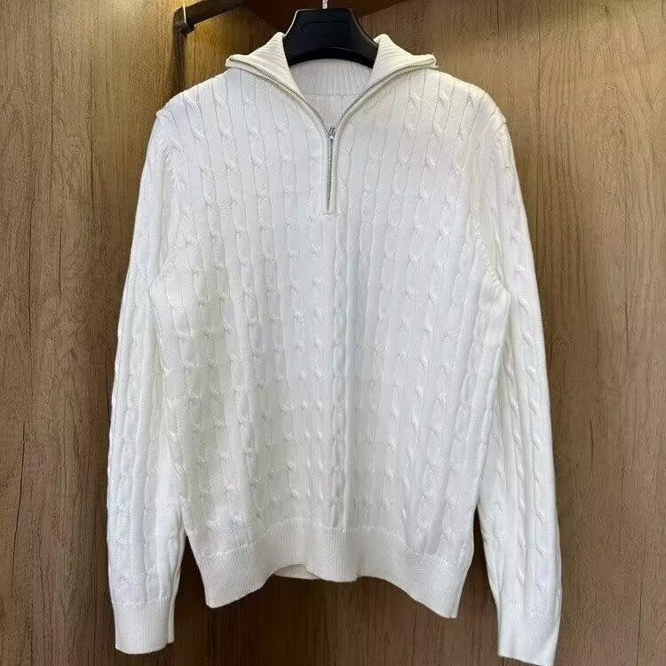 Modern men's knitted sweater with zipper