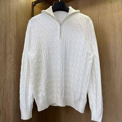 Modern men's knitted sweater with zipper