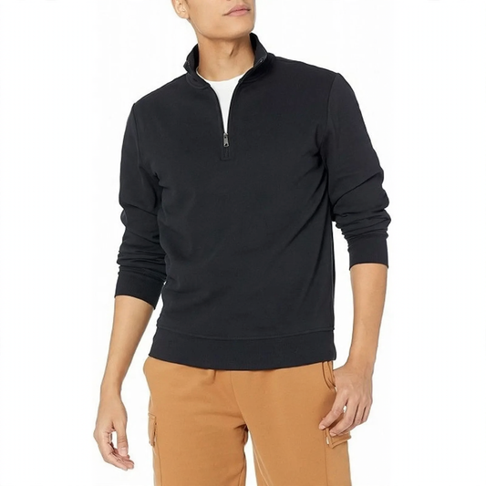 Men's sweatshirt with stand-up collar and quarter zipper
