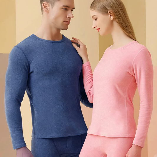 Thermal underwear set with wool and silk content