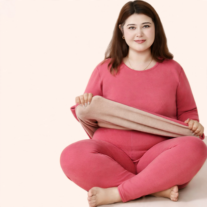 Thermal underwear set with lamb fleece, plus sizes