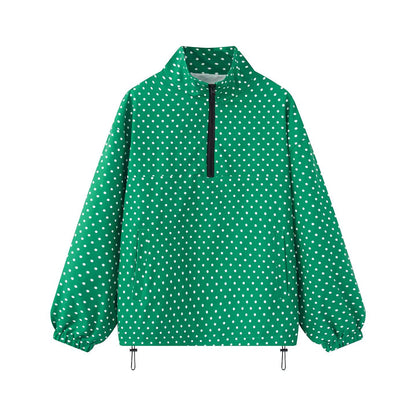 Unisex sweatshirt with stand-up collar and dot pattern