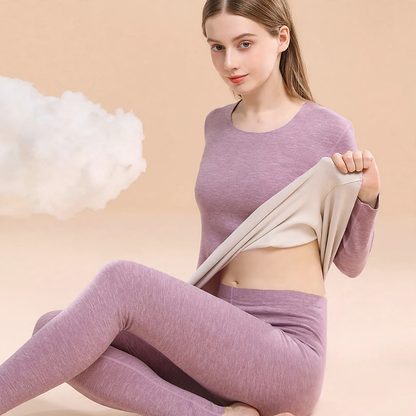 Thermal underwear set, lined, round neck