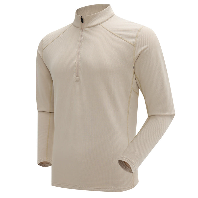 Sporty fleece sweatshirt with stand-up collar