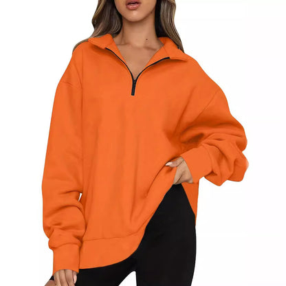 Women's sweatshirt with zipper and stand-up collar
