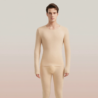 Men's thermal underwear set, seamless, round neck