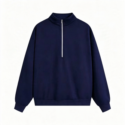 Unisex pullover with zipper and letter print