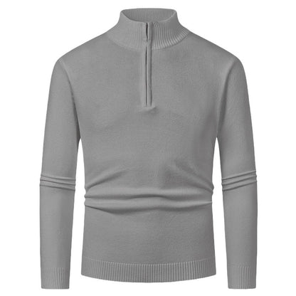 Men's knit sweater with polo collar and zipper