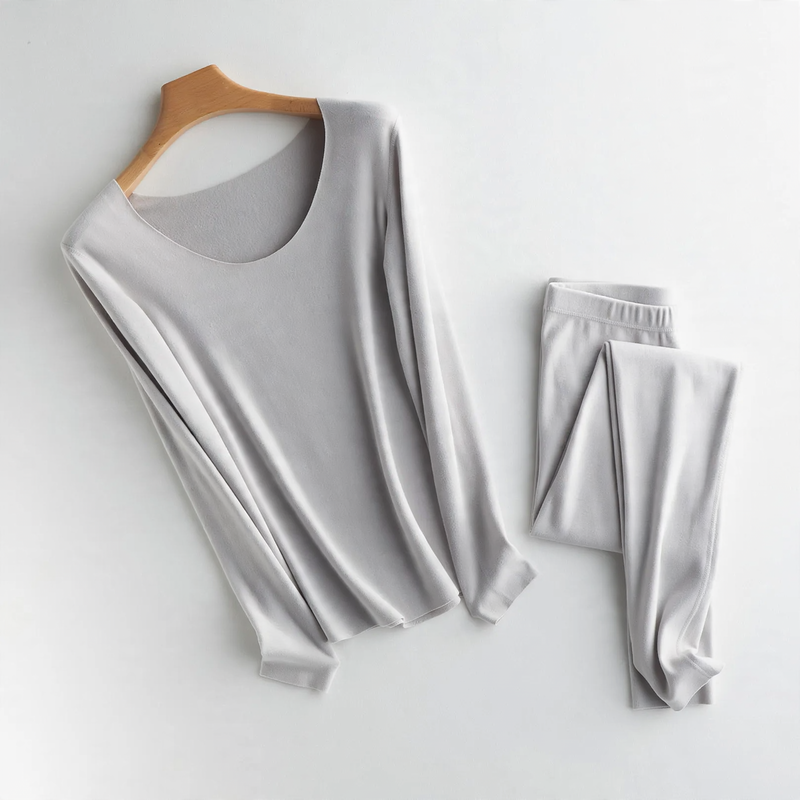 Thermal underwear set for women, self-heating, U-neck