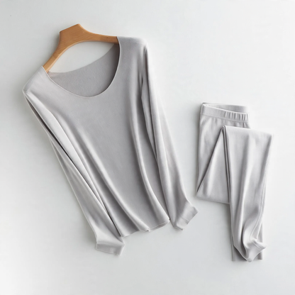 Thermal underwear set for women, self-heating, U-neck