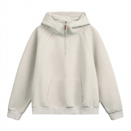 Unisex hoodie with zipper and stand-up collar