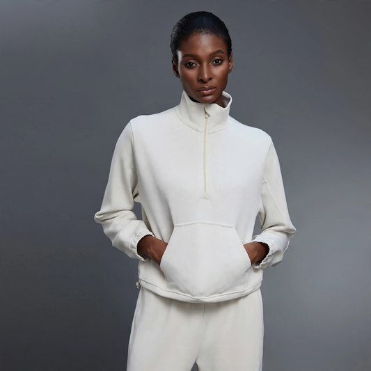 Women's sweatshirt with half zip and stand-up collar
