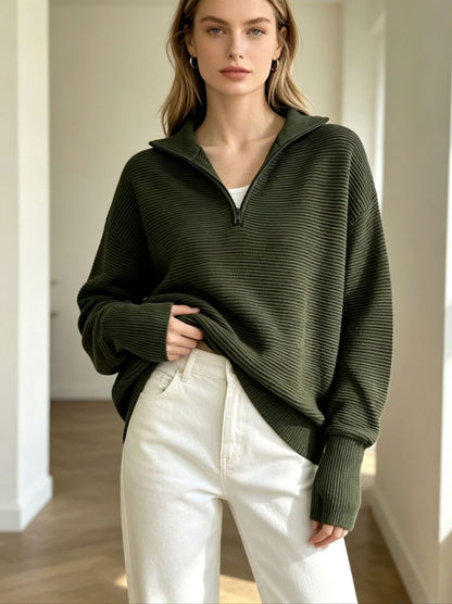 Women's Knit Sweater with Zipper