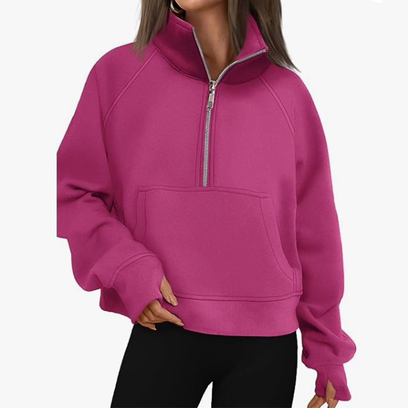 Women's sweatshirt with zipper and raglan sleeves