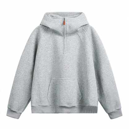 Heavy men's hoodie with half zip