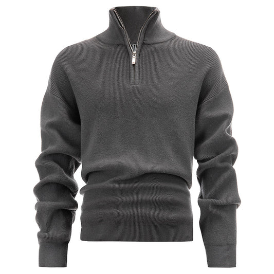 Men's sweater with high collar and zipper