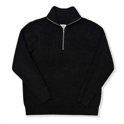 Unisex knitted sweater with zipper and stand-up collar