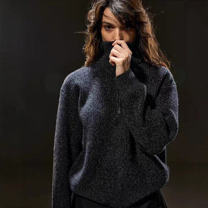High-quality wool sweater with zipper