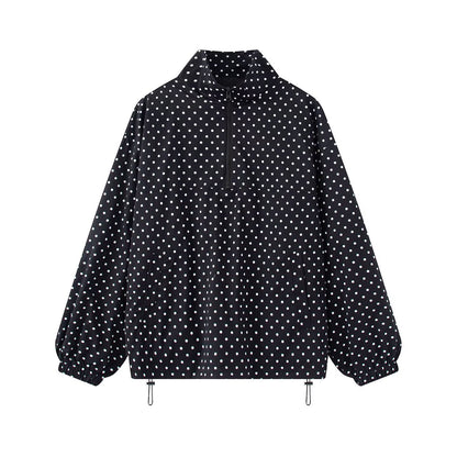 Unisex sweatshirt with stand-up collar and dot pattern