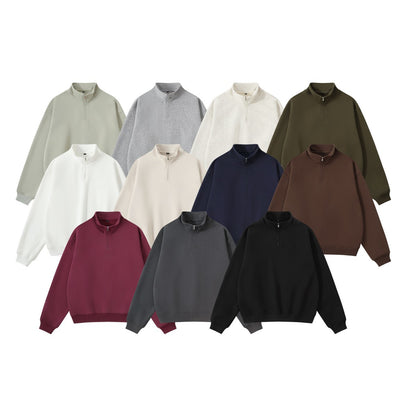 Unisex sweatshirt with zip and stand-up collar