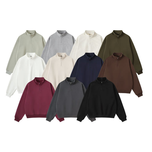 Unisex sweatshirt with zip and stand-up collar