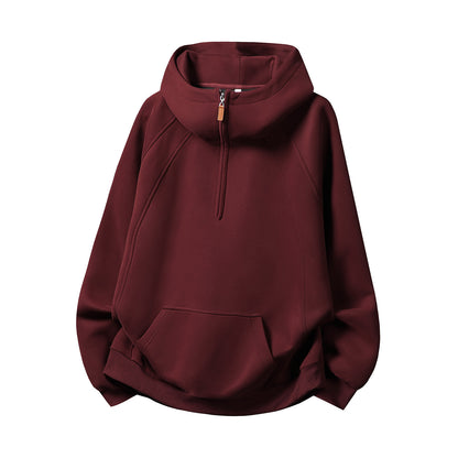 Heavy men's hoodie with half zip