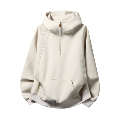 Unisex hoodie with zipper and stand-up collar