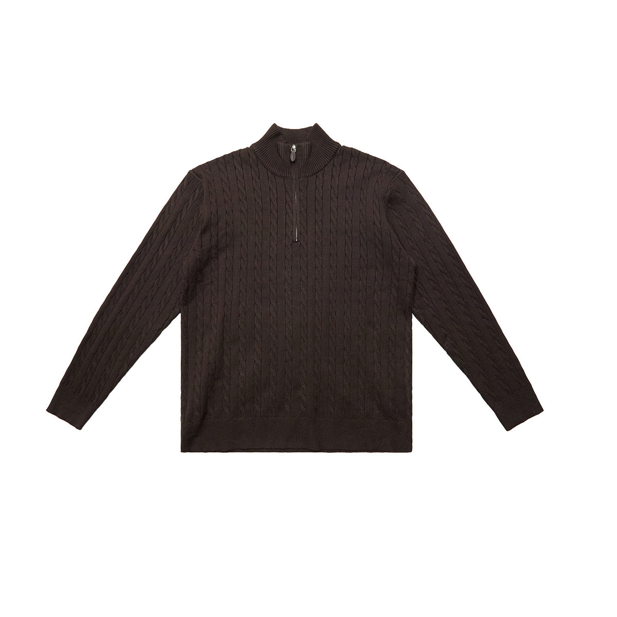 Classic knitted sweater with cable pattern and zipper