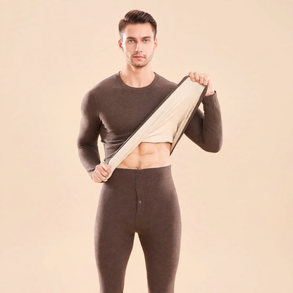 Thermal underwear set, lined, with silk and wool
