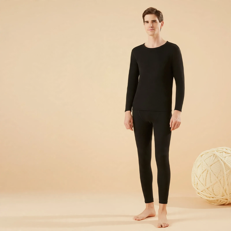 Thermal underwear set, silk-cashmere blend, round neck