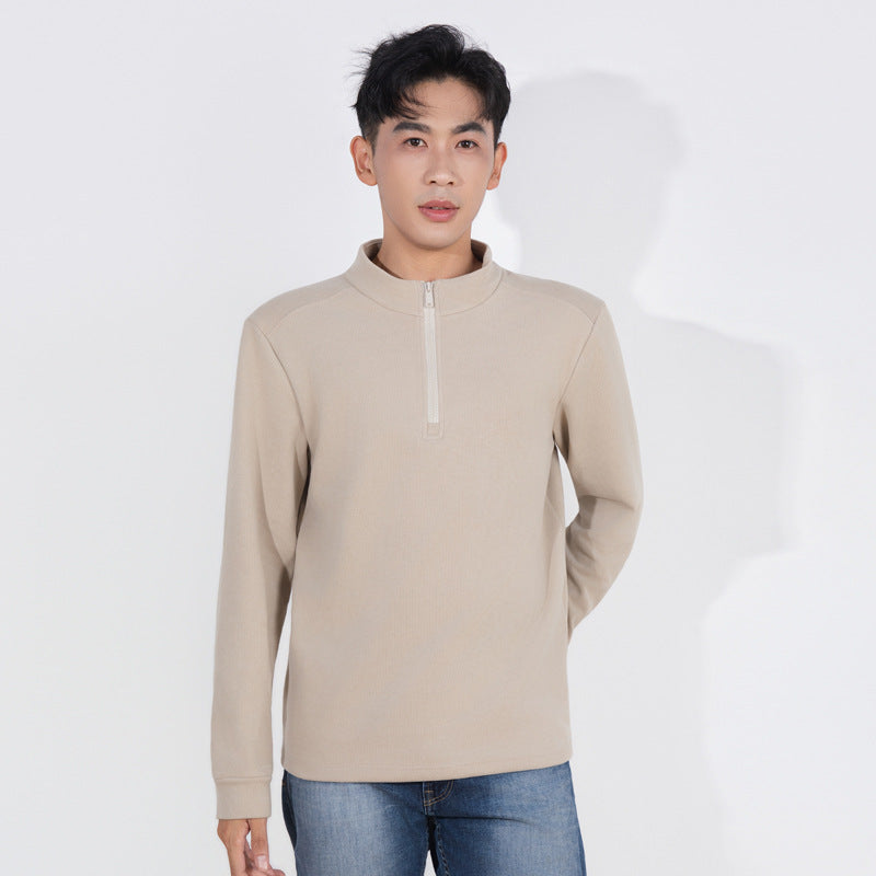 Men's waffle sweatshirt with zipper and lining