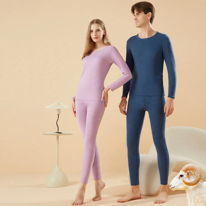 Thermal underwear set, silk-cashmere blend, round neck