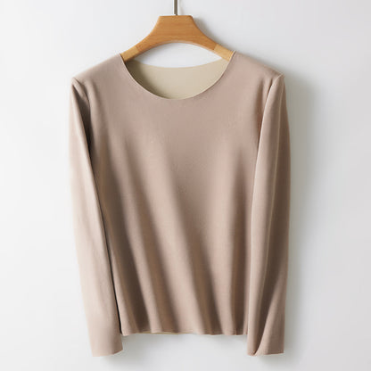 Women's Thermal Long Sleeve Shirt, Round Neck, Warming, Figure-Hugging