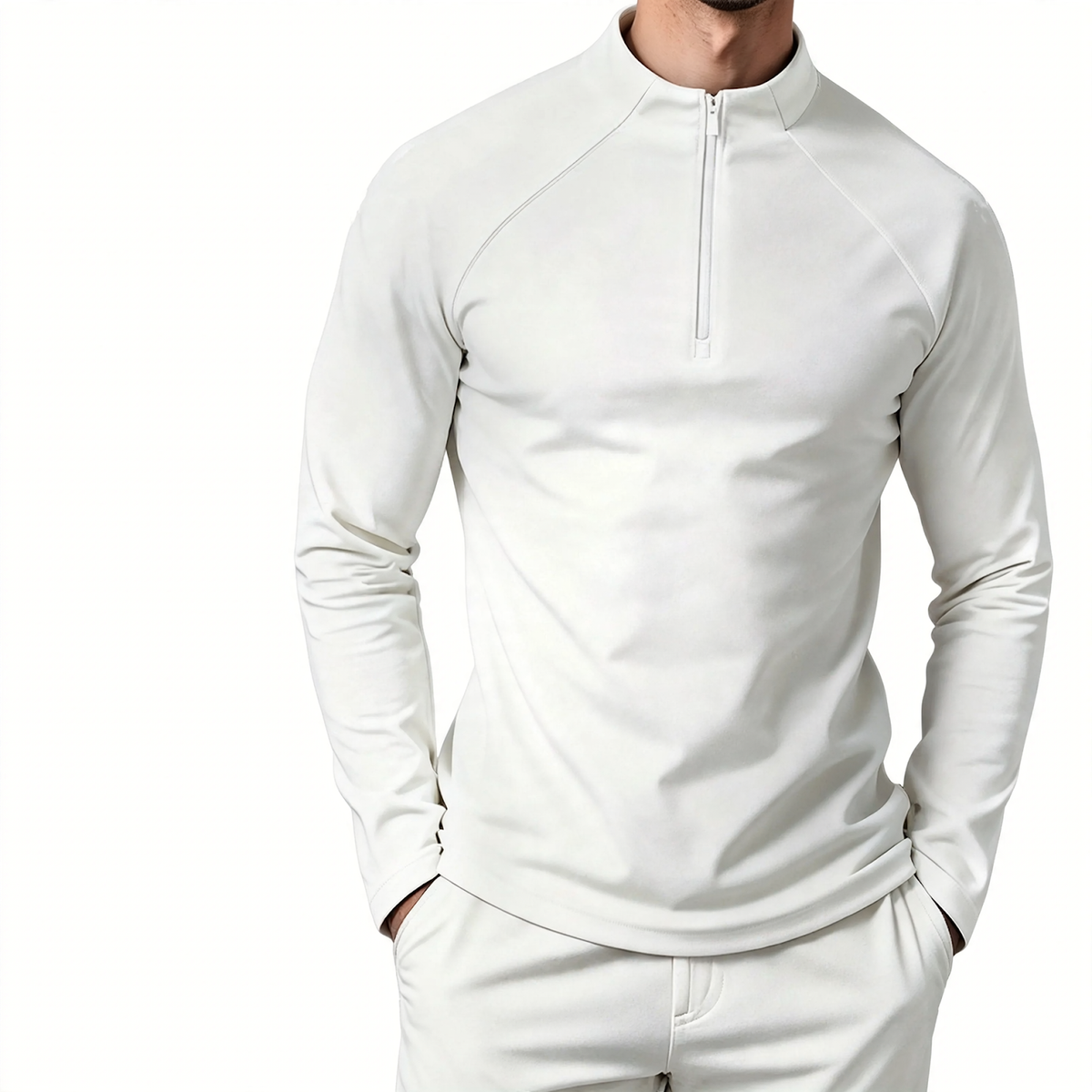 Half-zip sweatshirt with stand-up collar, 320g