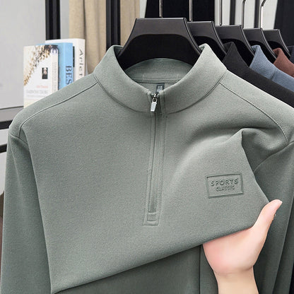 Men's sweatshirt with zipper and stand-up collar