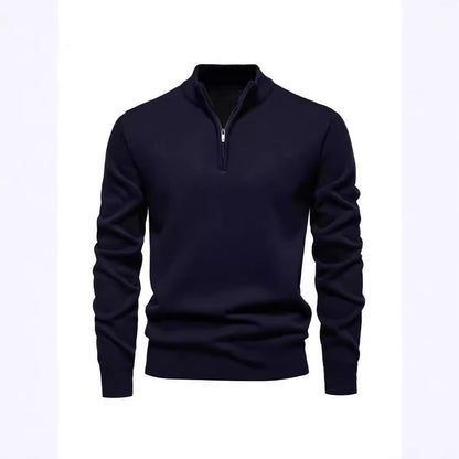 Slimmer knit sweater with stand-up collar and zipper
