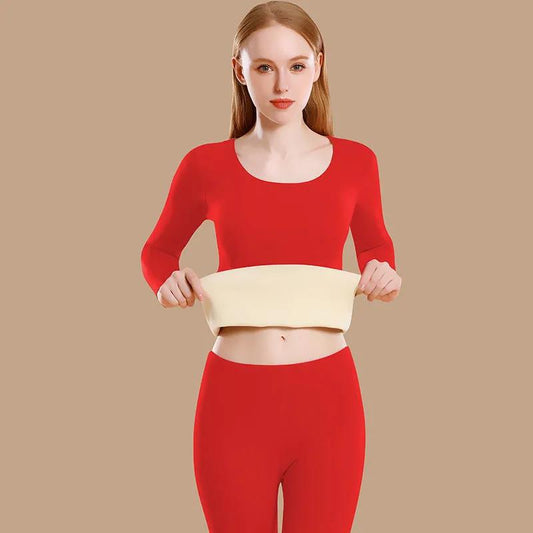 Thermal underwear set with V-neck