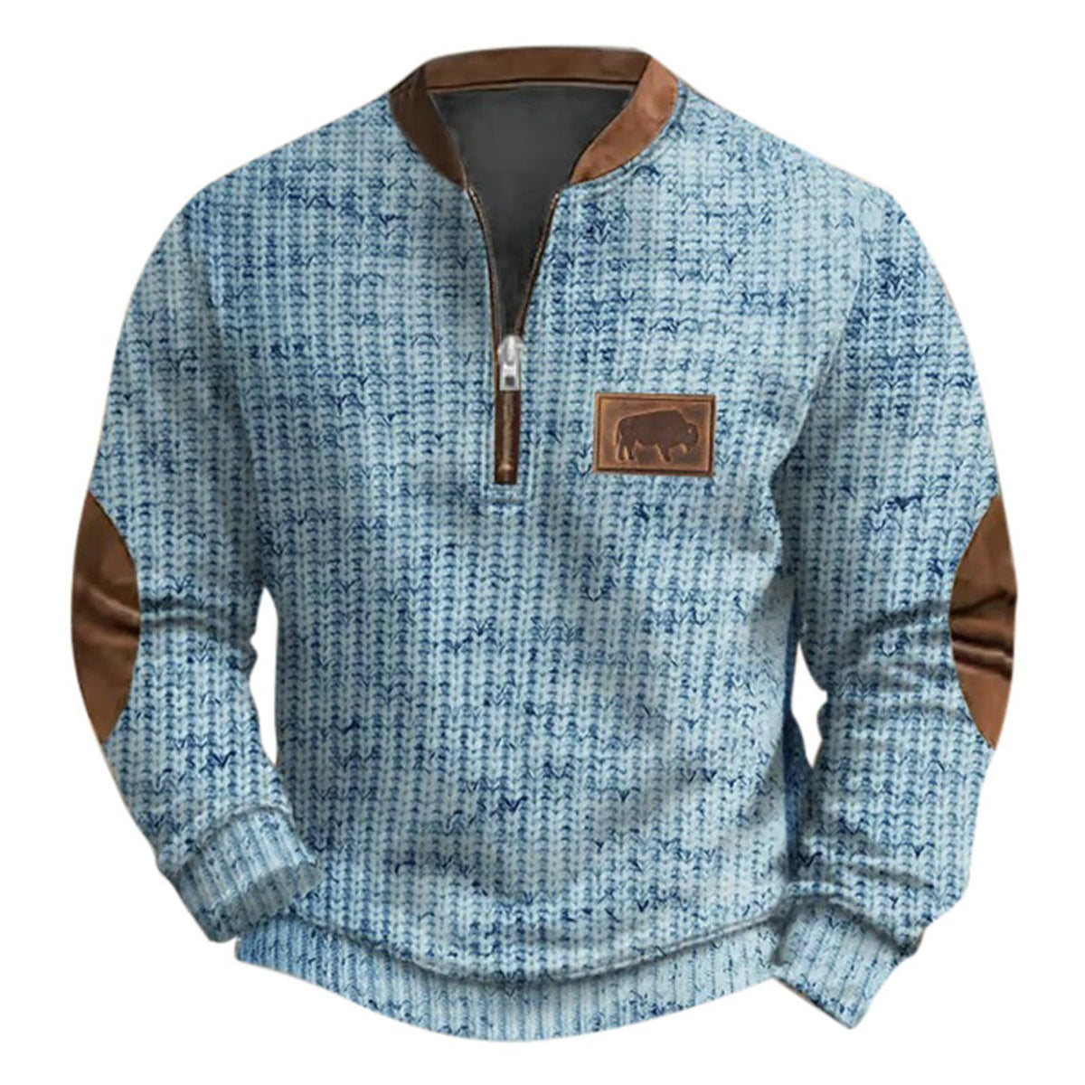 Men's sweatshirt with 3D print and half zipper