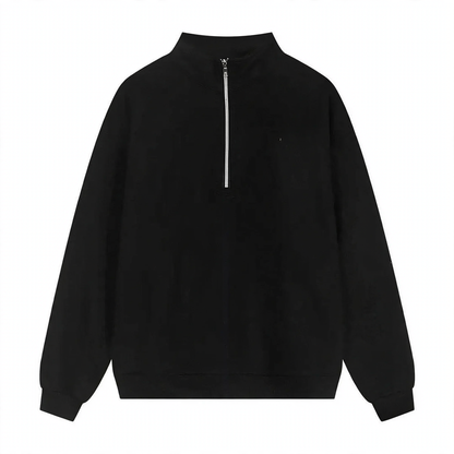 Unisex pullover with zipper and letter print