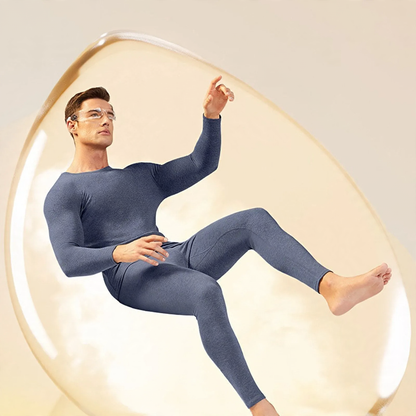 Padded men's thermal underwear set, crew neck