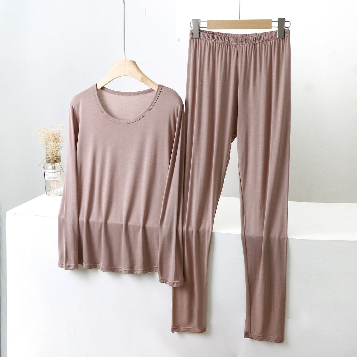 Women's Thermal Underwear Set, Modal, Round Neck, Plus Size