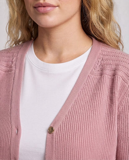 Women's Fine Knit Cardigan with V-Neck and Golden Decorative Buttons Shop Velvia