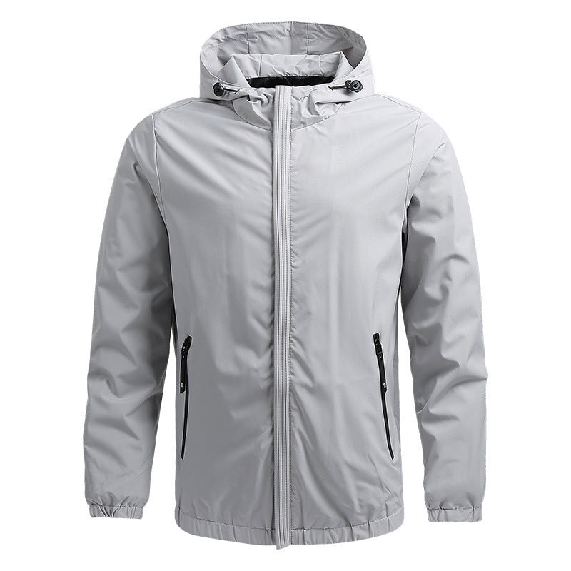 Men's Minimalist Outdoor Hooded Jacket with Mesh Lining, Elastic Cuffs and Water-Repellent Surface Shop Velvia