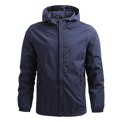 Men's Minimalist Outdoor Hooded Jacket with Mesh Lining, Elastic Cuffs and Water-Repellent Surface Shop Velvia