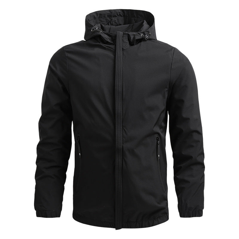 Men's Minimalist Outdoor Hooded Jacket with Mesh Lining, Elastic Cuffs and Water-Repellent Surface Shop Velvia