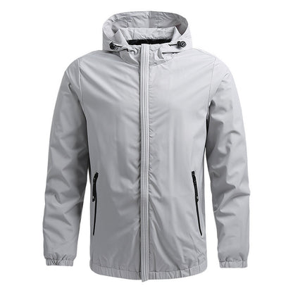 Men's Minimalist Outdoor Hooded Jacket with Mesh Lining, Elastic Cuffs and Water-Repellent Surface Shop Velvia