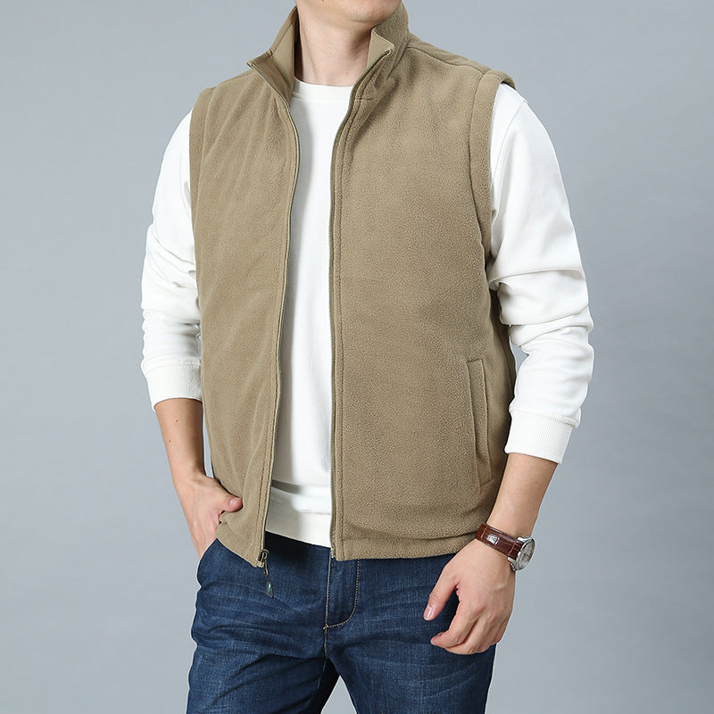 Men's Lightweight Thermo-Fleece Vest with Stand-Up Collar, Front Zipper and Side Pockets Shop Velvia
