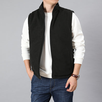 Men's Lightweight Thermo-Fleece Vest with Stand-Up Collar, Front Zipper and Side Pockets Shop Velvia