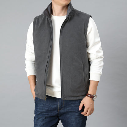 Men's Lightweight Thermo-Fleece Vest with Stand-Up Collar, Front Zipper and Side Pockets Shop Velvia