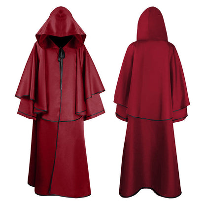 Unisex multi-layered hooded cloak with wide drape and satin ribbon closure Shop Velvia